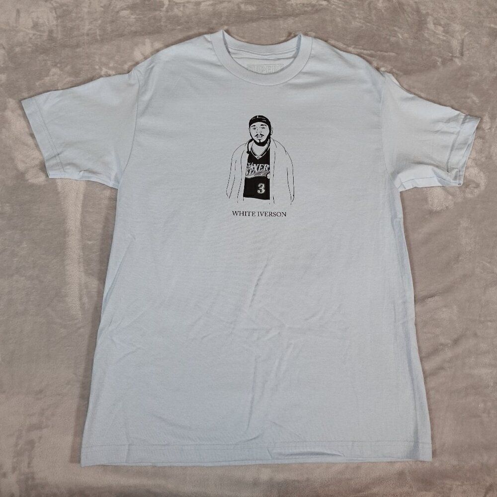 Superrradical Post Malone White Iverson Logo T Shirt Mens L Music Blue